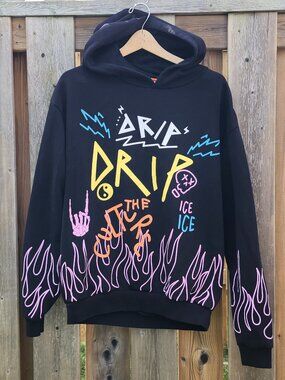 Ricky Singh Hoodie Sweatshirt Mens Black Graphic Streetwear 90s Skater Size XL